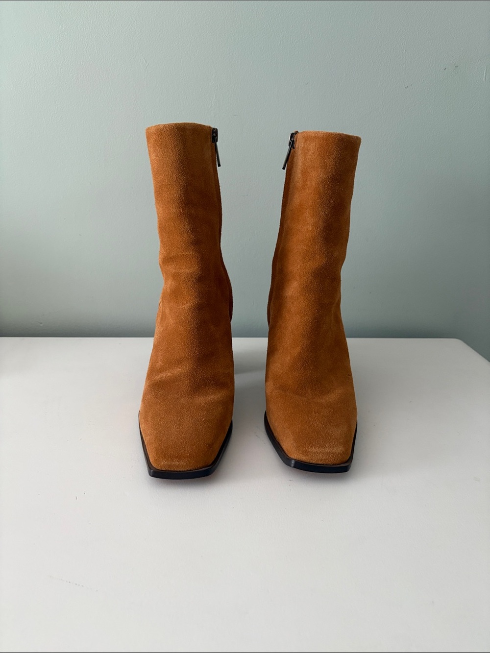 Sam Edelman Suede Square-Toe Ankle Boots in Camel - Women's - Picture 4 of 7